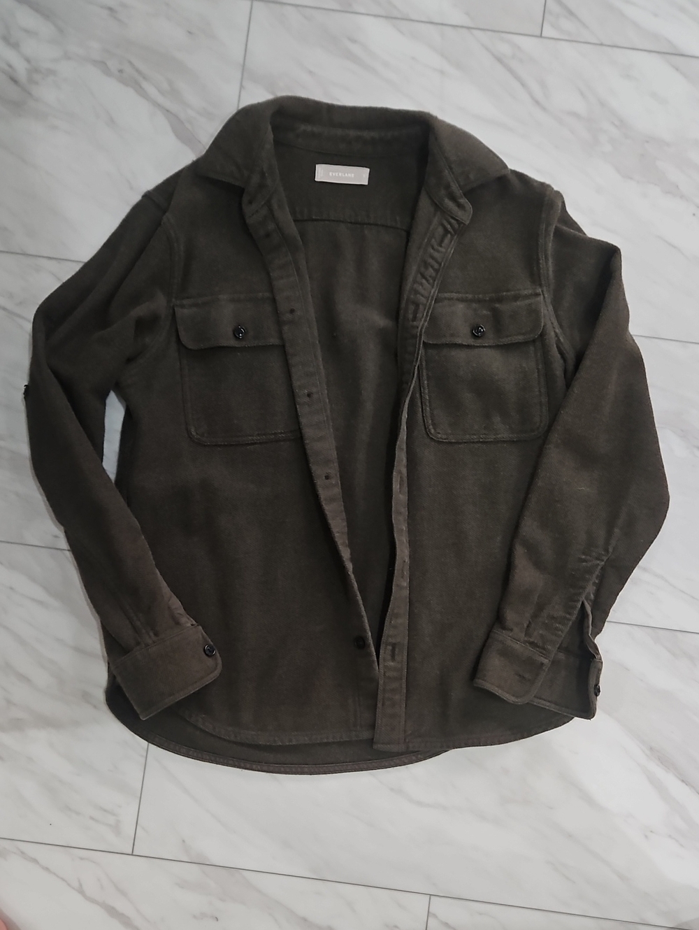 Men's Everlane Olive Green Button-Up Shirt Jacket